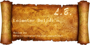 Leimeter Belián névjegykártya